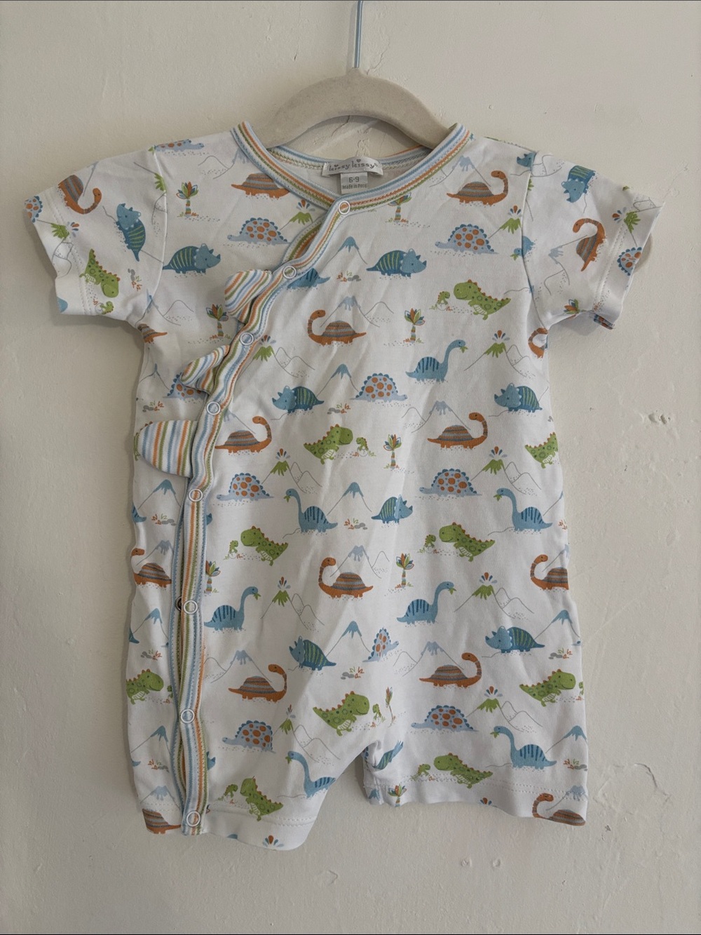 Kissy Kissy Dinosaur Print Pima Cotton Romper